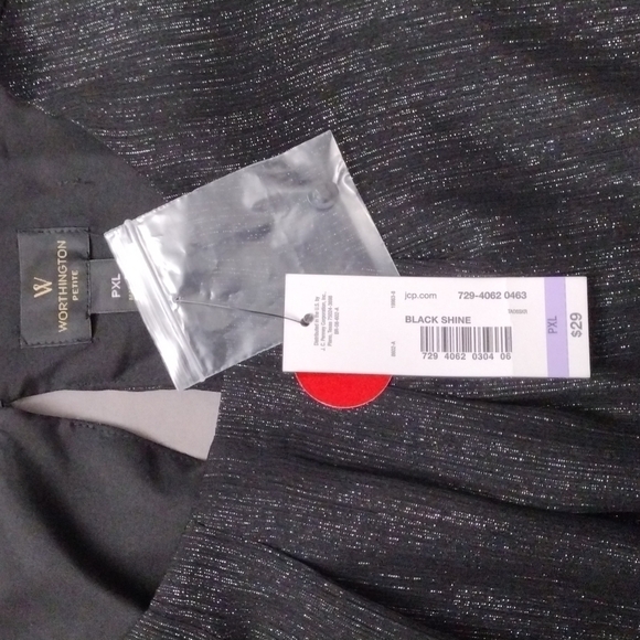NWT Worthington Petite Black Shine Dressy Tank Top size PXL - Picture 5 of 9